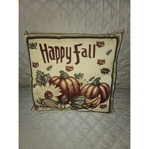 Happy Fall  Pillow Pumpkin's Leaves and Sunflower Tapestry Holiday Autumn 20x12